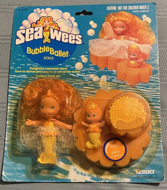 Vintage Kenner SEA WEES Bubble Ballet Dolls NOS Ruffle With Baby Curtsy 1984