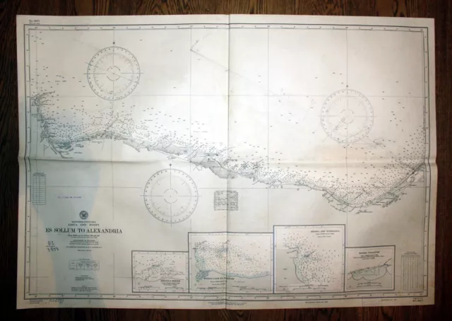 1944 Mediterranean Sea Libya Egypt Es Sollum Alexandria Ägypten map Karte Plan