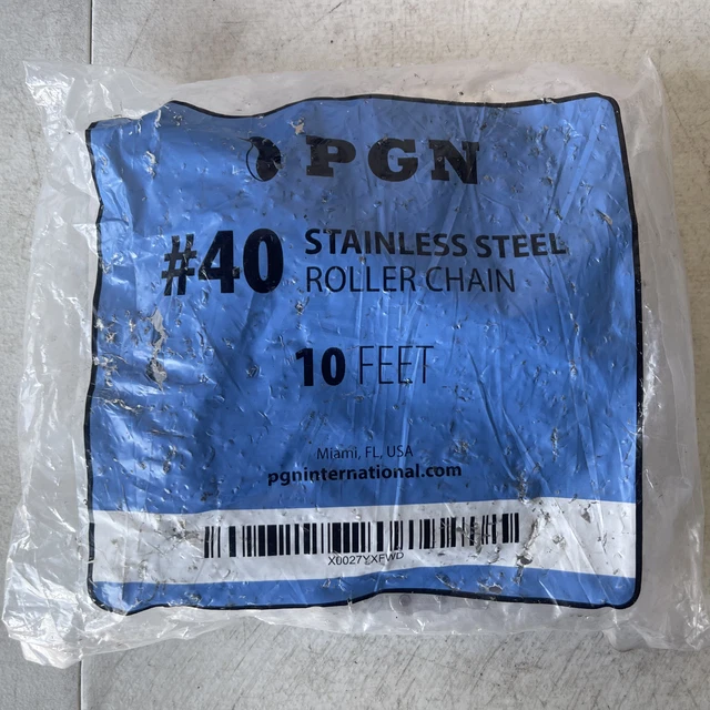 PGN Stainless Steel Gold Riveted Roller Chain #40 10-Feet For Motorcycles