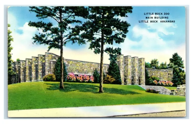 Postcard Little Rock Zoo Main Building, Little Rock, Arkansas U21