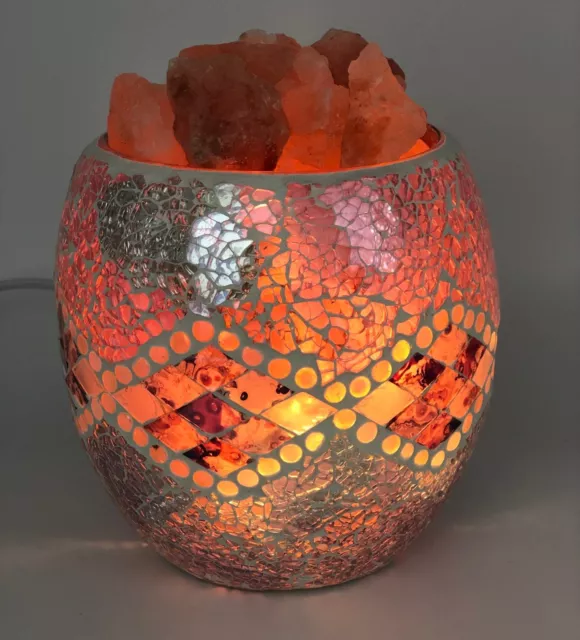 Crystal Wonderland Pink Aztec Glass Mosaic Vase Bowl Himalayan Salt Lamp Natural