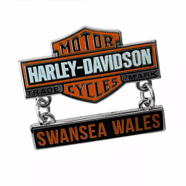 Harley Davidson Trademark Bar & Shield Custom Pin Badge Swansea Wales