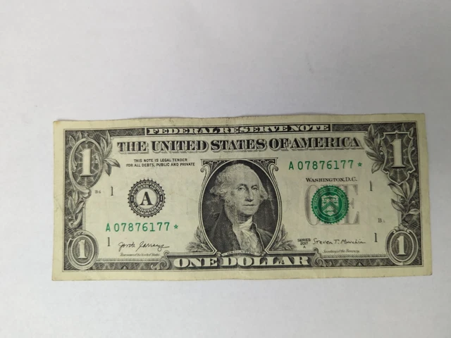 1 dollar bill star note series 2017A serial A07876177