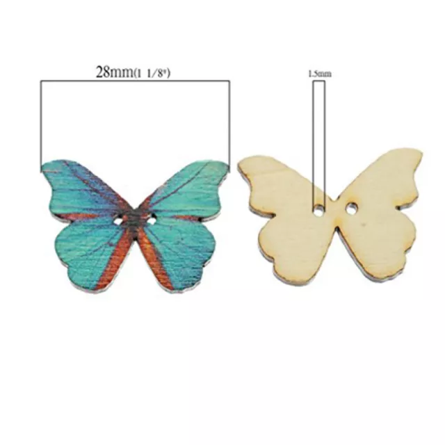 50 pezzi a forma di farfalla 2 fori Bottoni in legno Bottone da cucito