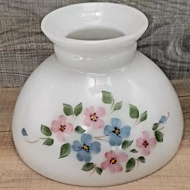 8” GWTW LAMP SHADE Antique Oil Vintage HAND PAINTED Hurricane Milk Glass Light