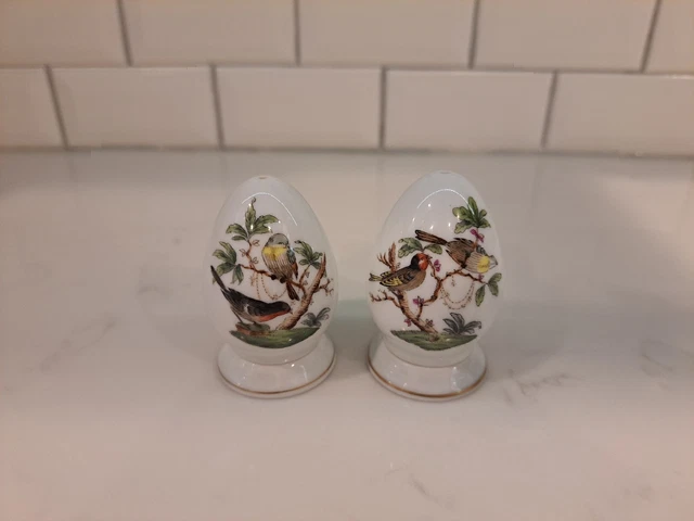 Herend Porcelain Rothschild Bird Salt & Pepper Shakers Pair 260/20 Excellent Herend Porcelain Rothschild Bird Salt & Pepper Shakers Pair 260/20 Excellent