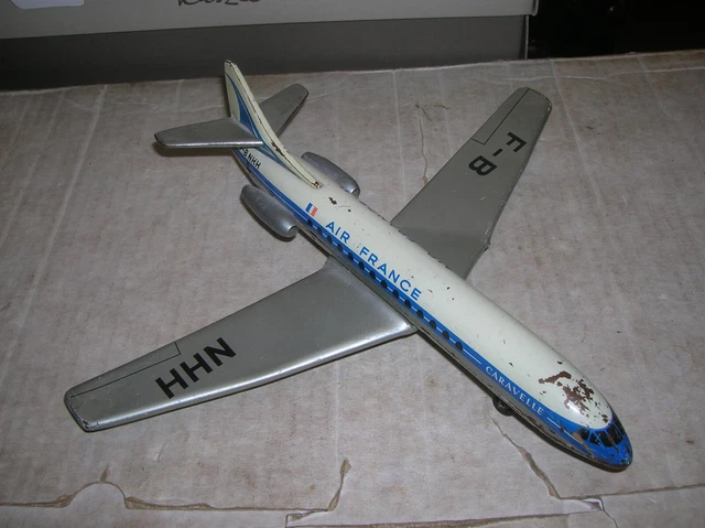 Altes TIPPCO Blechflugzeug Caravelle Air France Blechspielzeug ca. 1970er Jahre