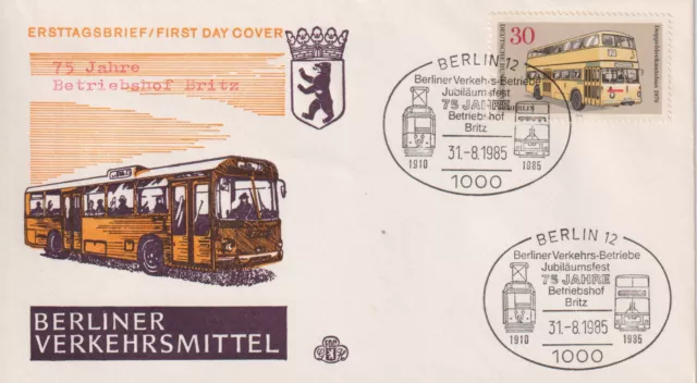 Berlin Brief MiNr 449 (1) "75 Jahre Betriebshof Britz" 1000 Berlin 12 31.8.85