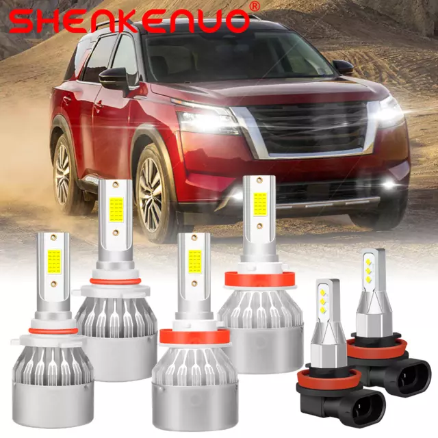 For Nissan Pathfinder 2013-2016 LED Headlight Bulbs High Low Beam+Fog Light Kits