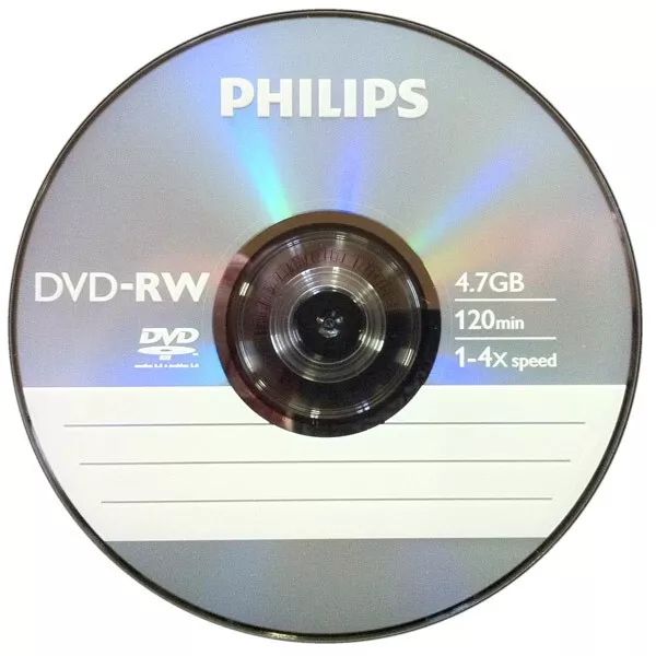 Dvd-Rw 4,7Gb / 120Min Philips Écriture 4X Réinscriptible - Bundle