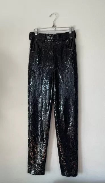 ST. Martin 1985 Vintage All Over Sequin High Waisted Pants Sparkle 8 Costume