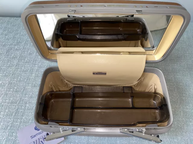 Vtg Samsonite PROFILE II Train Case Gold/Brown Hard Side Shell Makeup Luggage 7