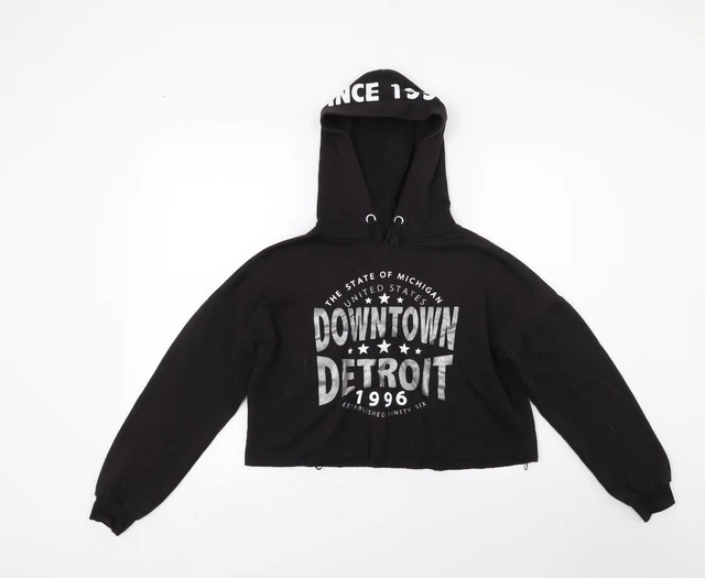 New Look Girls Black  Cotton Pullover Hoodie Size 12-13 Years   - Detroit USA