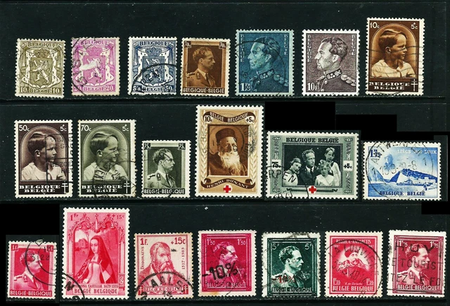 BELGIEN 1936/50: 20 Briefmarken aus Nr. 416…874° (E268)