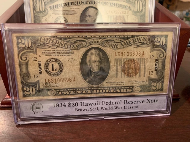 1934-A $20 Hawaii Brown Seal Emergency Issue Note