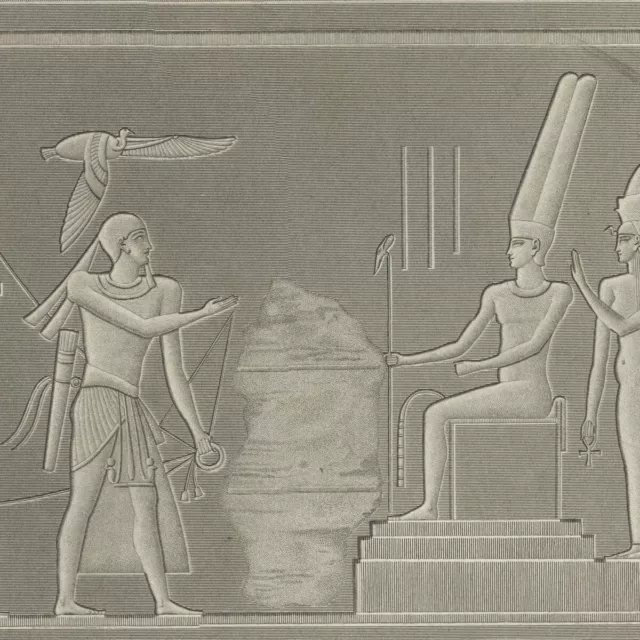 Thèbes Karkak Bas reliefs Description de l'Egypte gravure originale XIXe