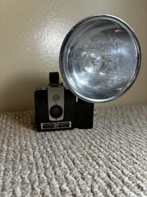 Modelo de flash de cámara Kodak Brownie ojo de halcón con accesorio de flash sin probar
