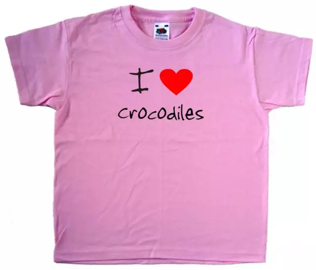 T-shirt bambini I Love Heart coccodrilli rosa