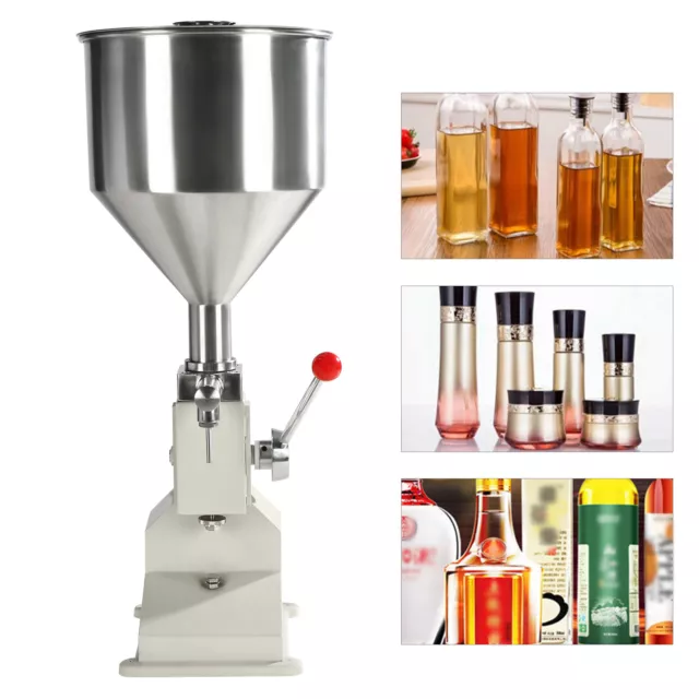 Liquid Filling Machine 5-50ml Manual Cosmetic Cream Paste Lotion Filler w/Hopper