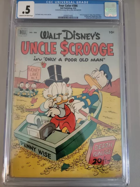 Dell Four Color #386 (Uncle Scrooge #1). 1952. Carl Barks. CGC .5 Disney