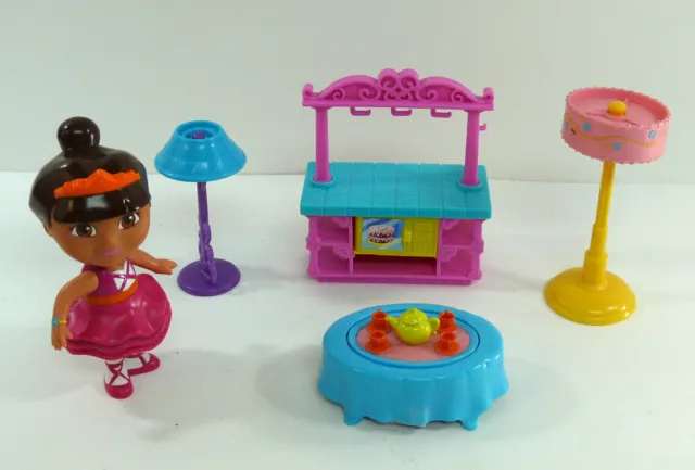 Dora the Explorer doll & some talking dollhouse furniture lamp + kitchen island