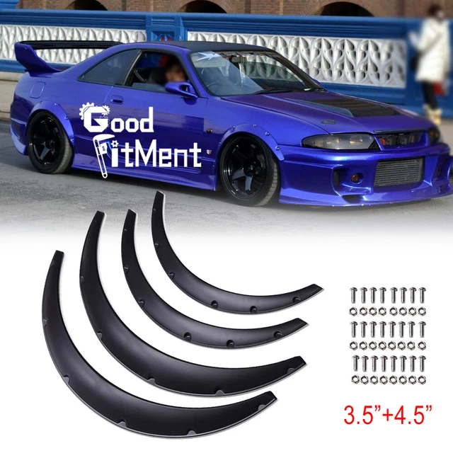 KEEPDSGN Extra Wide Fender Flares Kit For Ford Mustang GT/GTS – 4.5" Body Kit, 4 Pieces, Matte Black PU