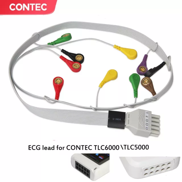 Electrode Lead Wire/Cable For CONTEC TLC60005000 Portable ECG Sensor Monitor
