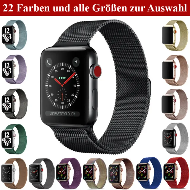 Milanaise Armband für Apple Watch 1 2 3 4 5 6 7 SE Edelstahl Magnet Milanese