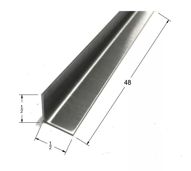 1/2x1/2x48 Stainless Steel Inside Corner Guards, 90 Degree Angle, 20ga, (2 Pack)