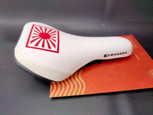 Old school style custom Kuwahara Bmx Seat Single Railed New White Large