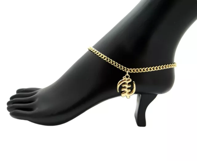 10" Cuban Chain Anklet Bracelet GYE NYAME Charm Ankle Bracelet 14k Gold Plated