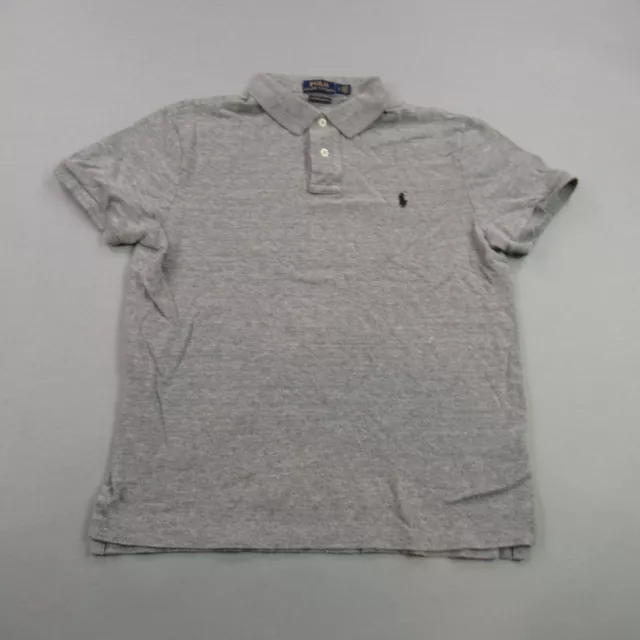 Ralph Lauren Shirt Boys Large Gray Cotton Short Sleeve Casual Golf Polo Slim Fit