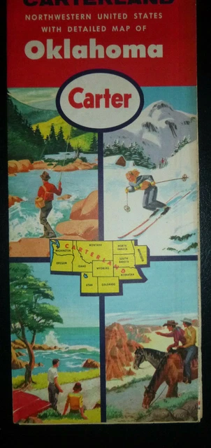 1959 Oklahoma road  map Carter  oil gas northwestern United States