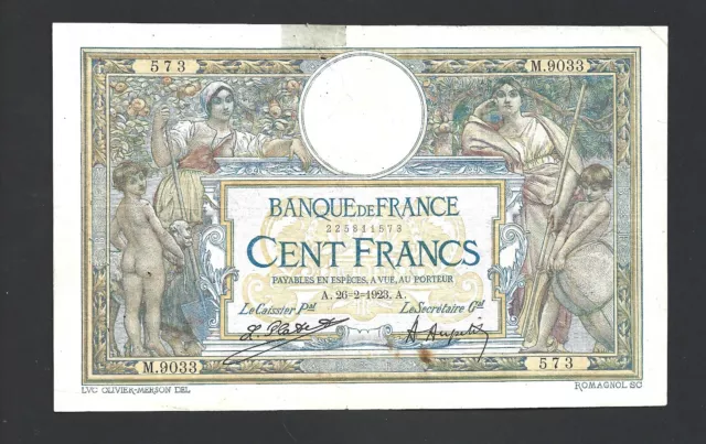 100 Francs Luc Olivier MERSON du 26/2/1923