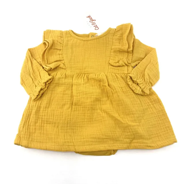 Cat & Jack Baby Girl Size 3-6M Long Sleeve Dress w/ Brief Yellow