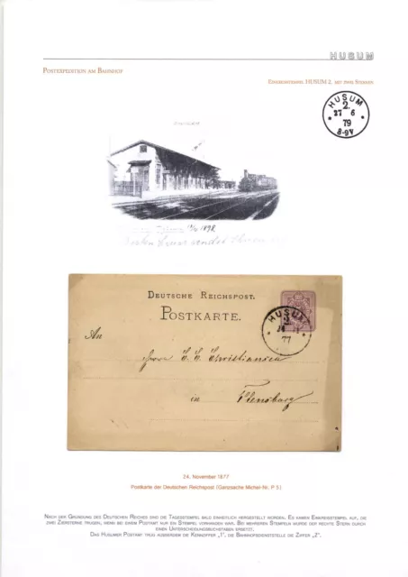 Schleswig Holstein- 1877  HUSUM Einkreisstempel 2 ** ,Bahnhofstempel Postkarte