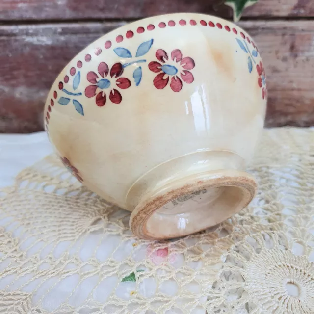 Ancien Bol Digoin & Sarreguemines décor fleurs marguerite rouge et bleu