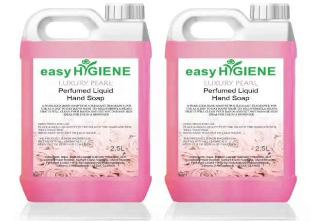 TWO 2.5L FLORAL PINK Perfumed Luxury Liquid Pearl Hand Soap 2.5 Litre 5L Floral