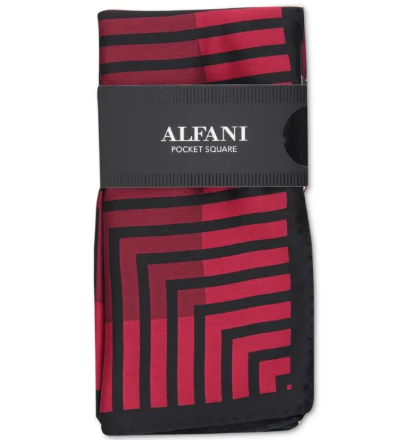 ALFANI Men's Red Geometric Dimensions 13 x 13 Silk Pocket Square