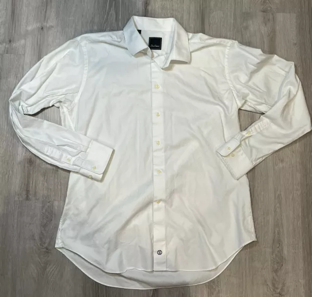 David Donahue Mens Dress Shirt 17 36/37 Regular Fit White