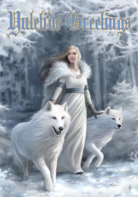 Fantasy Christmas Wolves - Winter Guardians - Anne Stokes Postcard Letter