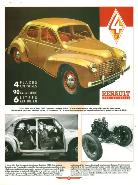 1947 Renault 4 CV Antique Automobile Advertisement from Magazine