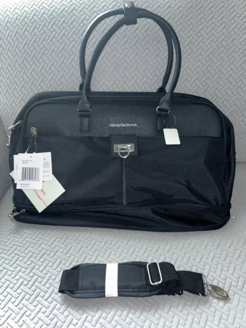 Samantha Brown Drop Bottom Weekender  BLACK Nwt 2