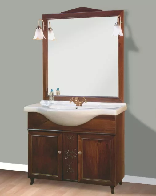 Mobile Da Bagno Completo Giada 105 CM In Legno Made In Italy colore Noce