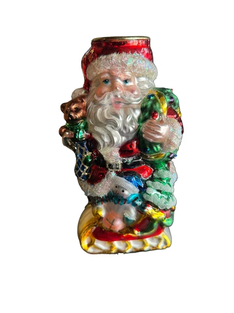 Estatuilla de vidrio de Navidad de Santa Claus soporte de luz de té decoración de vacaciones color brillante