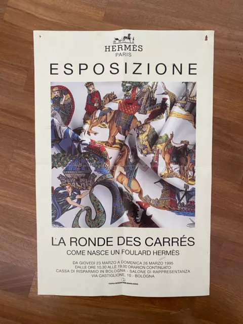 B,poster manifesto 1995 BOLOGNA MOSTRA HERMES PARIS FOULARD,LA RONDE DES CARRES