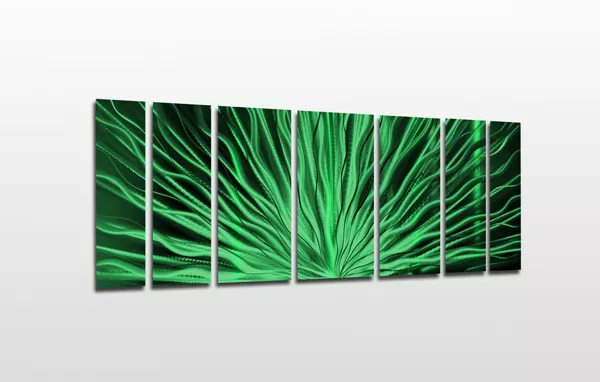 Metal Wall Art Modern Contemporary Abstract Sculpture Green Painting Home Decor