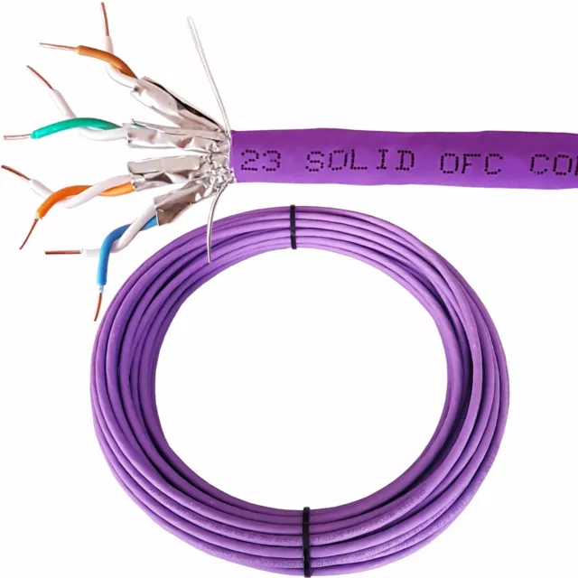 50m CAT6a U/FTP LSZH Cable Low Smoke Shielded Screened Pure Copper 23 AWG Data