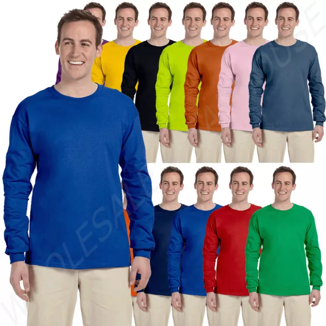 Gildan Ultra Cotton Mens Crewneck Long Sleeve T-Shirt S-5XL 2400 G240