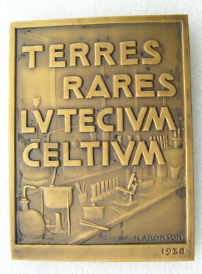 MEDAILLE PROFESSEUR URBAIN 1938 TERRES RARES LUTECIUM CELTIUM
